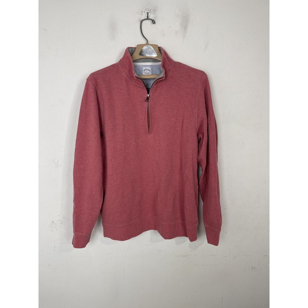 Brooks Brothers Mens Pullover Large Pink 1/4 Zip Long Sleeve Preppy Golf Coastal